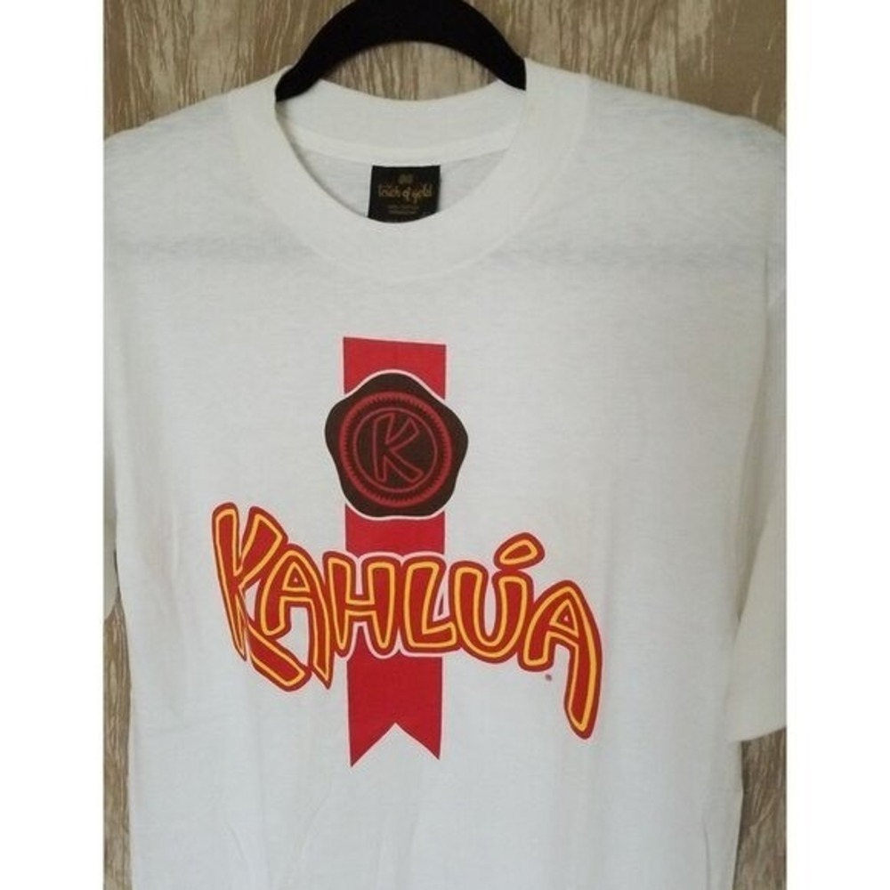 VTG Shirt Single Stitch KAHLUA Logo Spell Out Made in USA‎ Men's Large Cotton SS